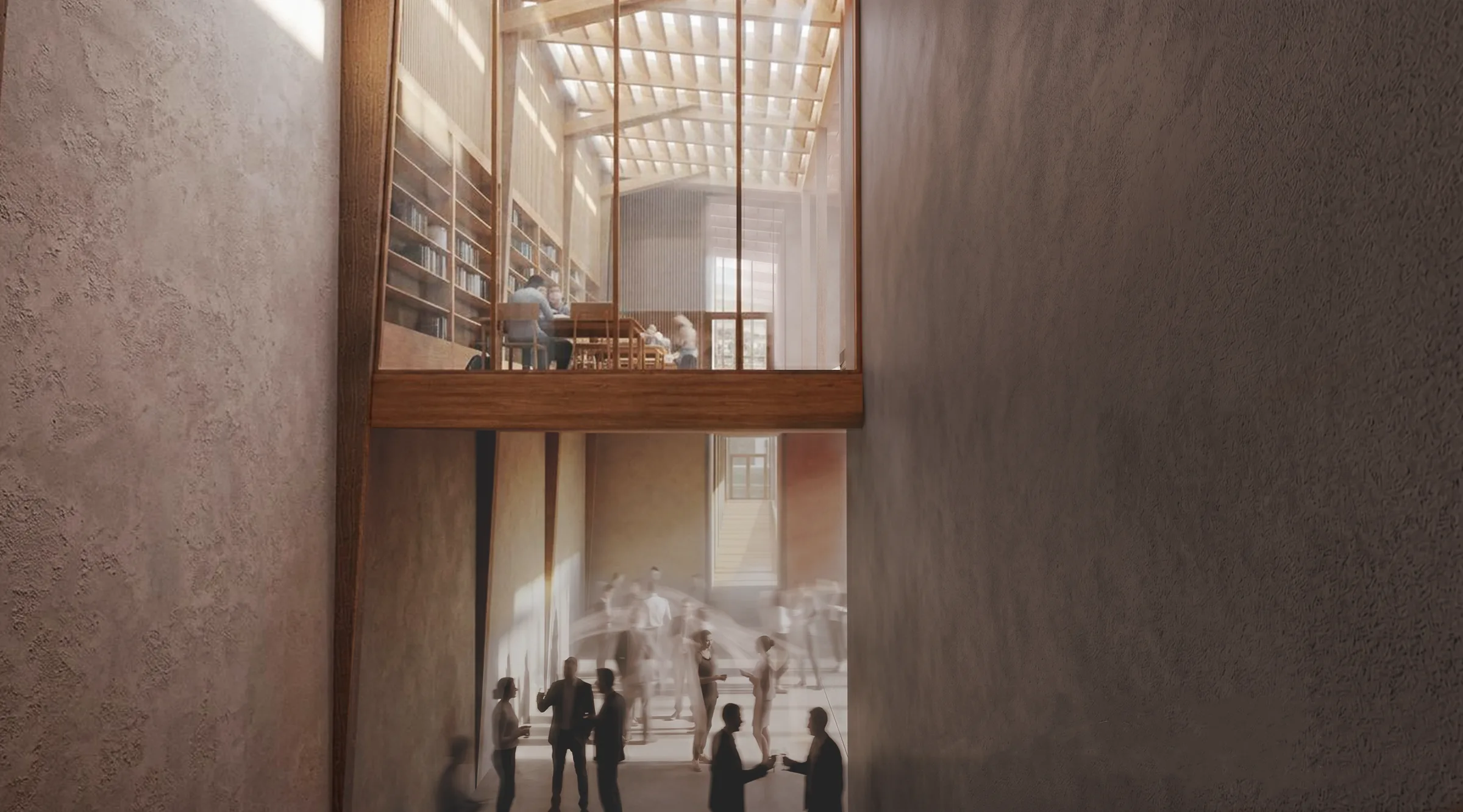 Occupying the residual space between the two existing structures — a way to connect them programmatically and visually