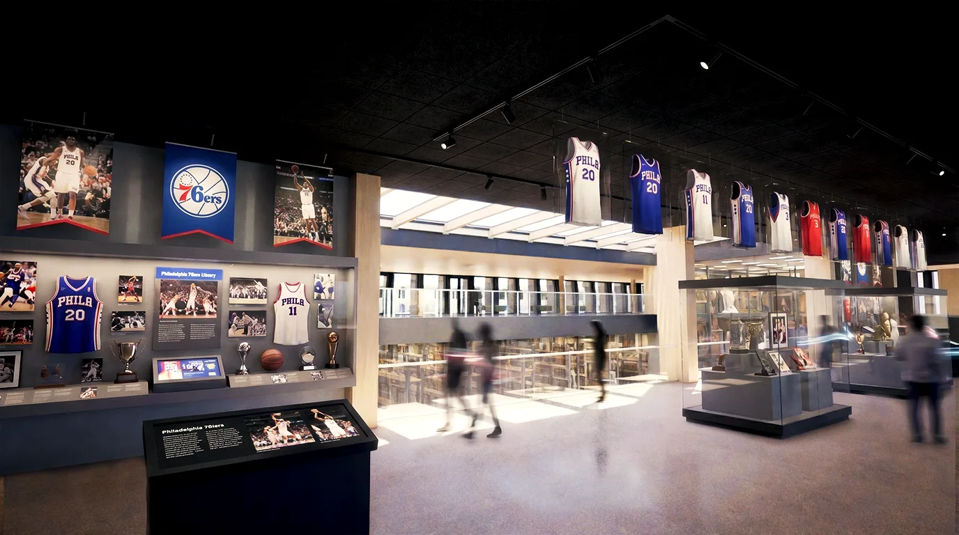 A final museum level whose architectural language changes with its function: an open floor for temporary exhibitions