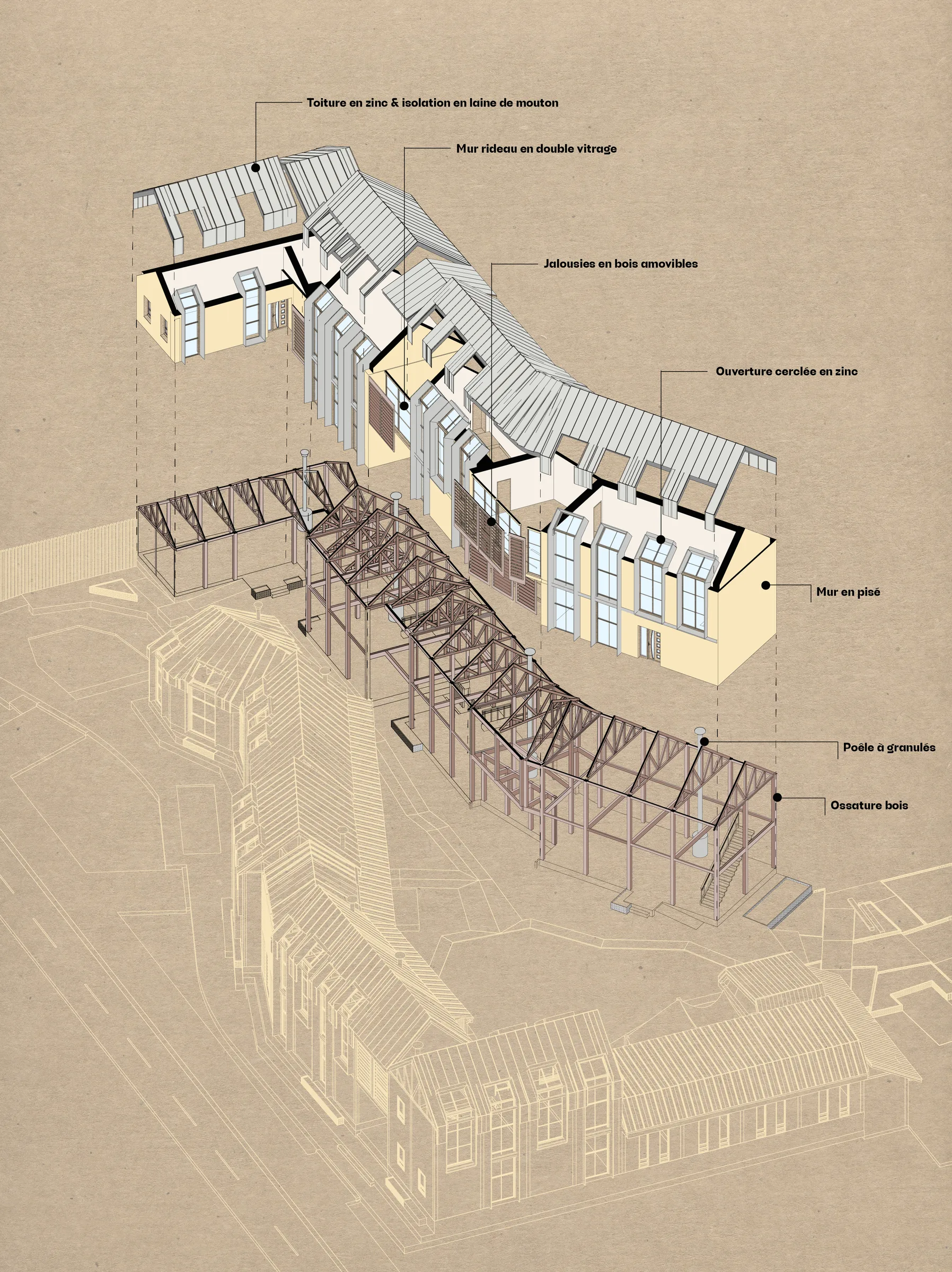 Exploded constructive axonometric