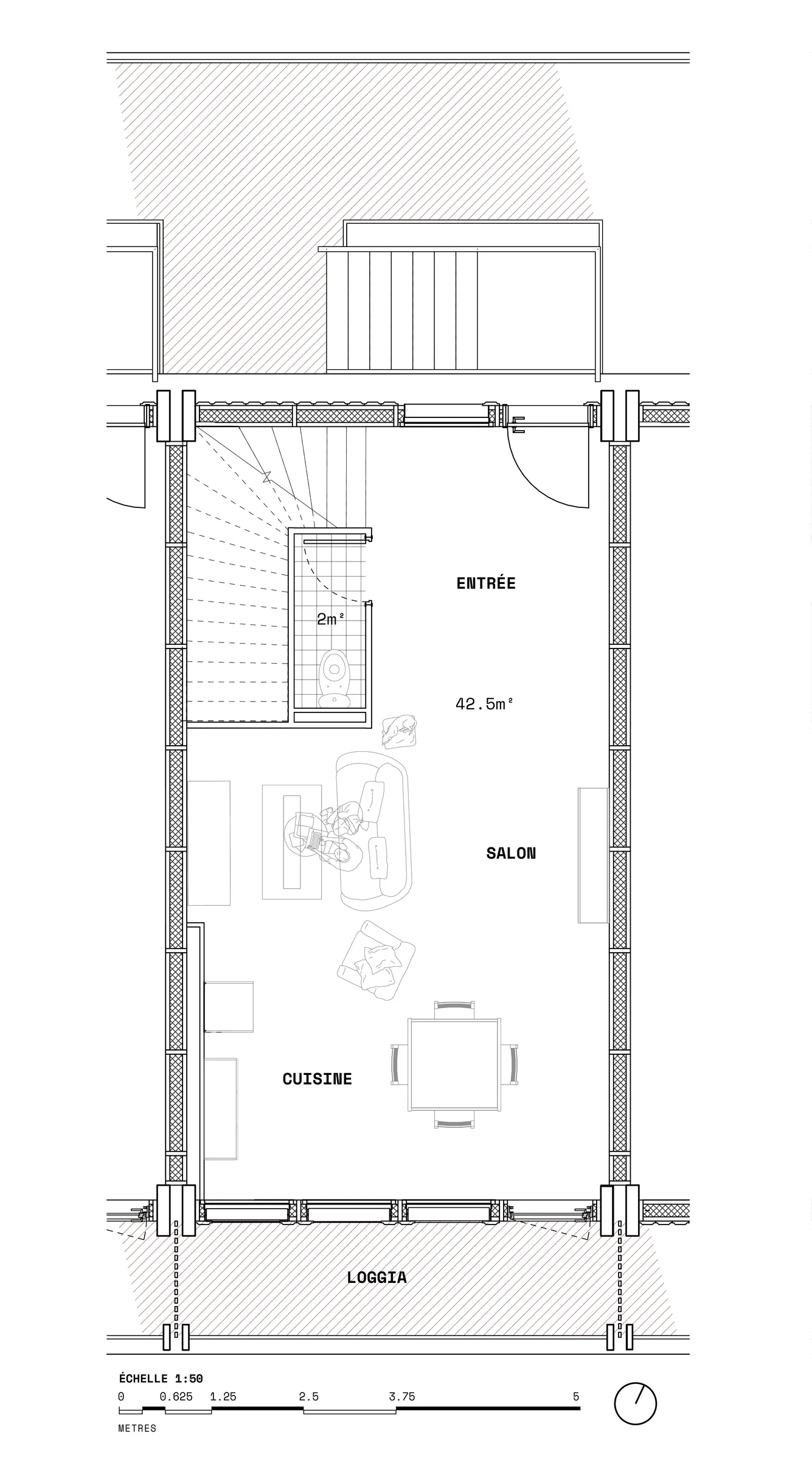 Plan of the duplex dwellings, level 2