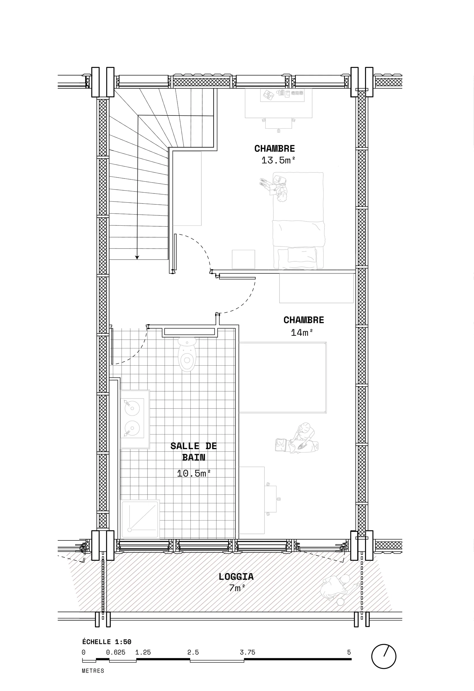 Plan of the duplex dwellings, level 3