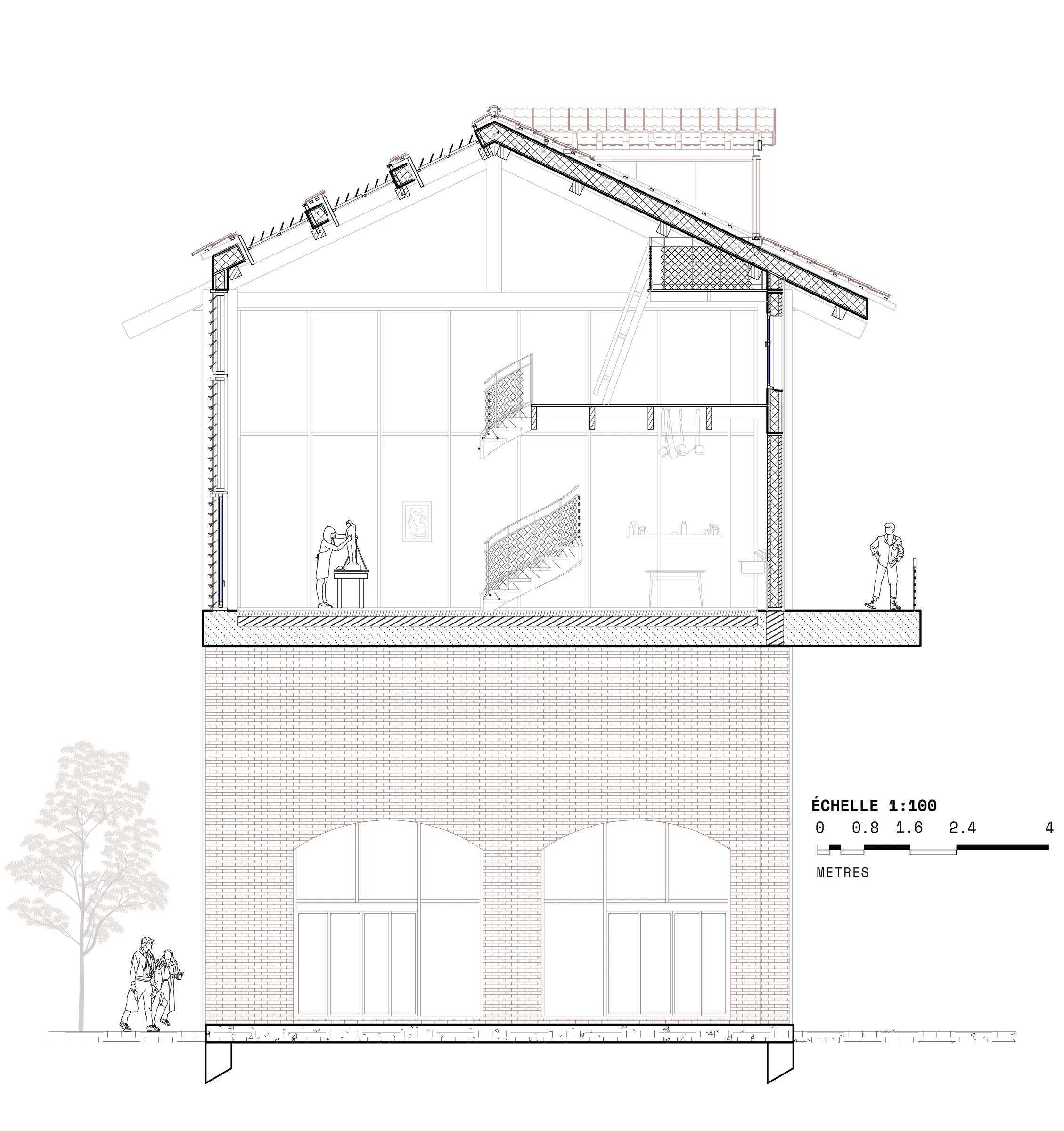 Cross-section through the artists' studios