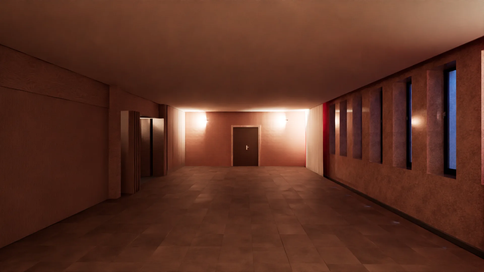The multipurpose hall along its length
