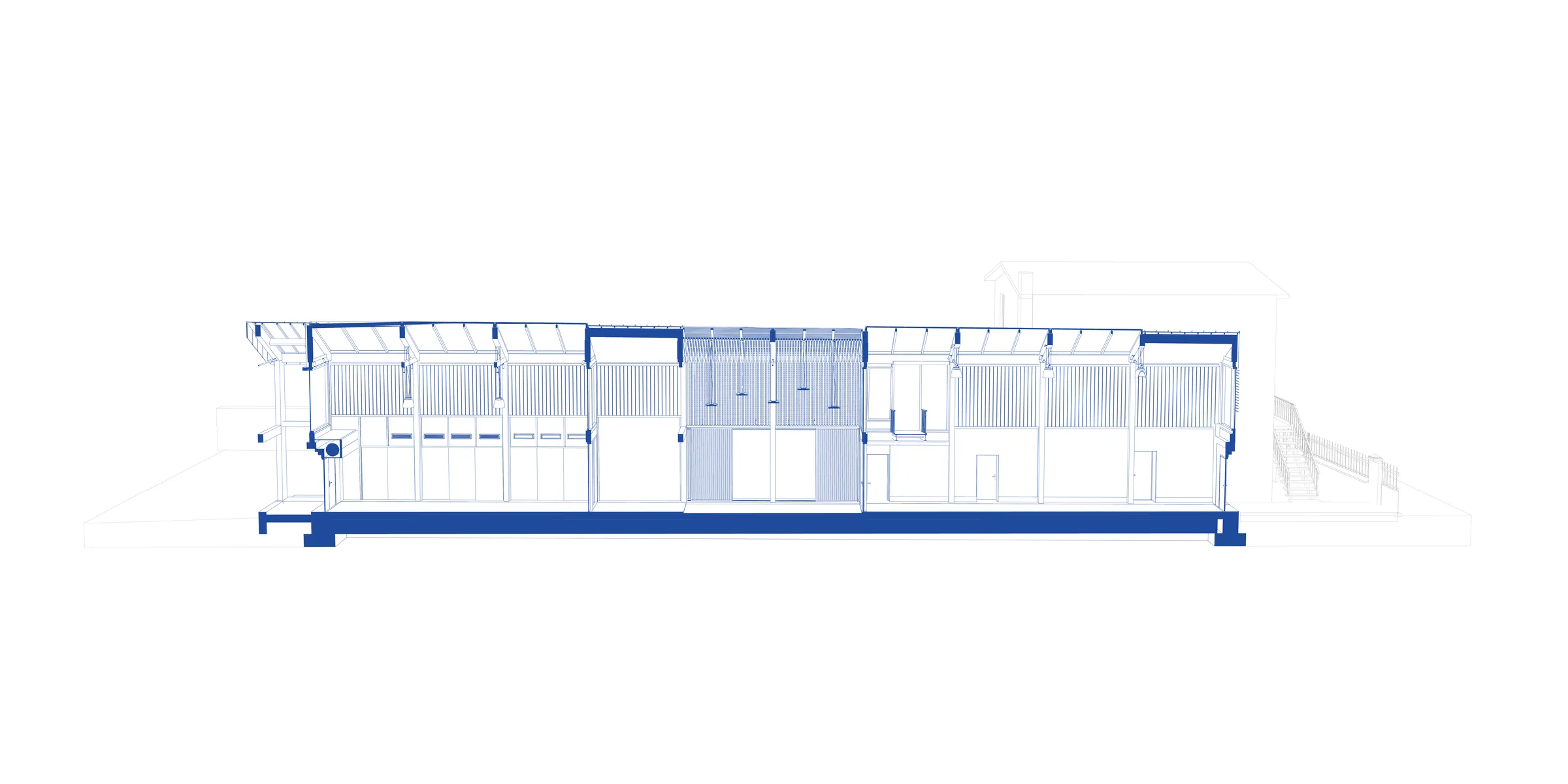 Longitudinal section through the left-hand part of the nave