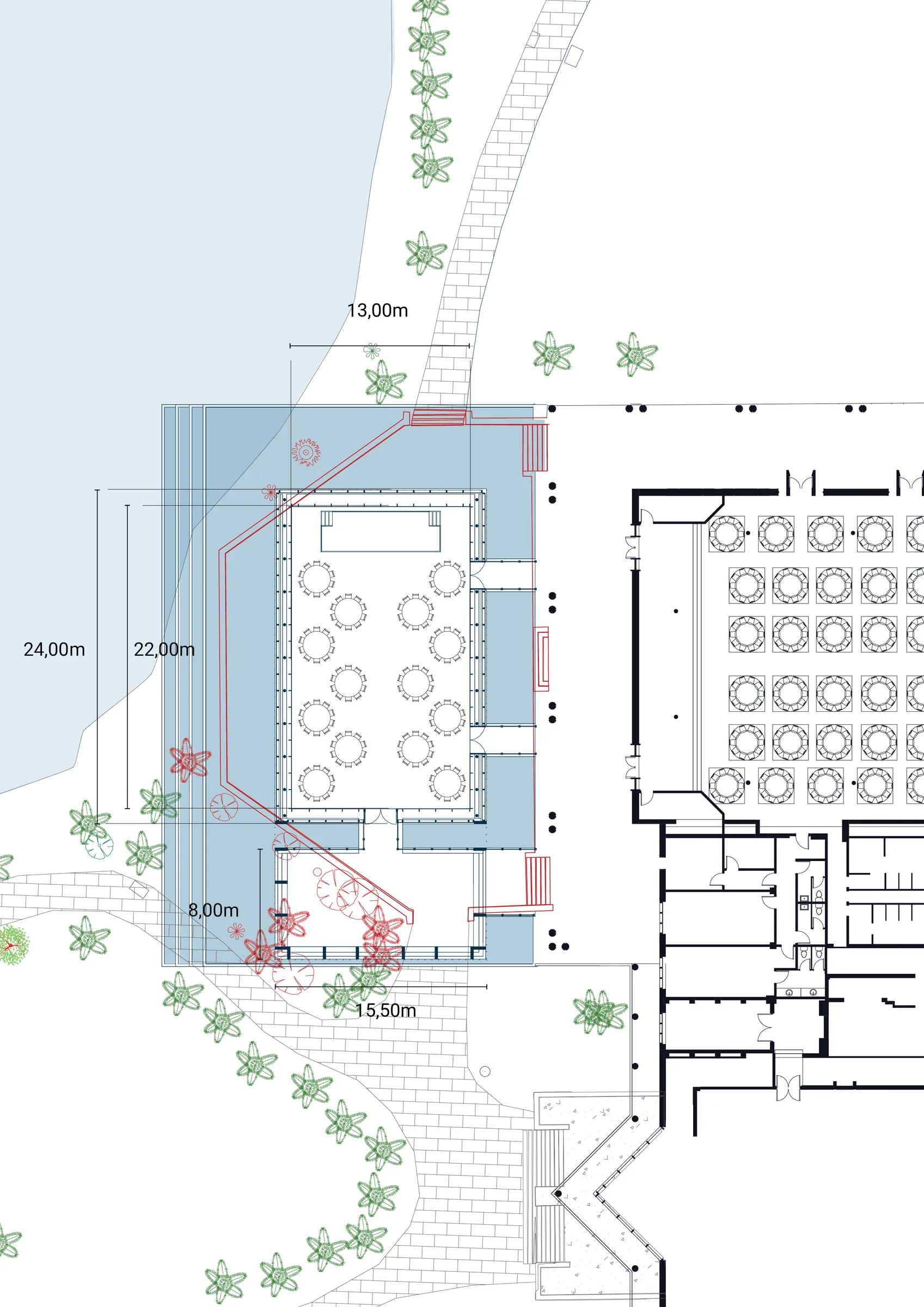 Site plan, option A