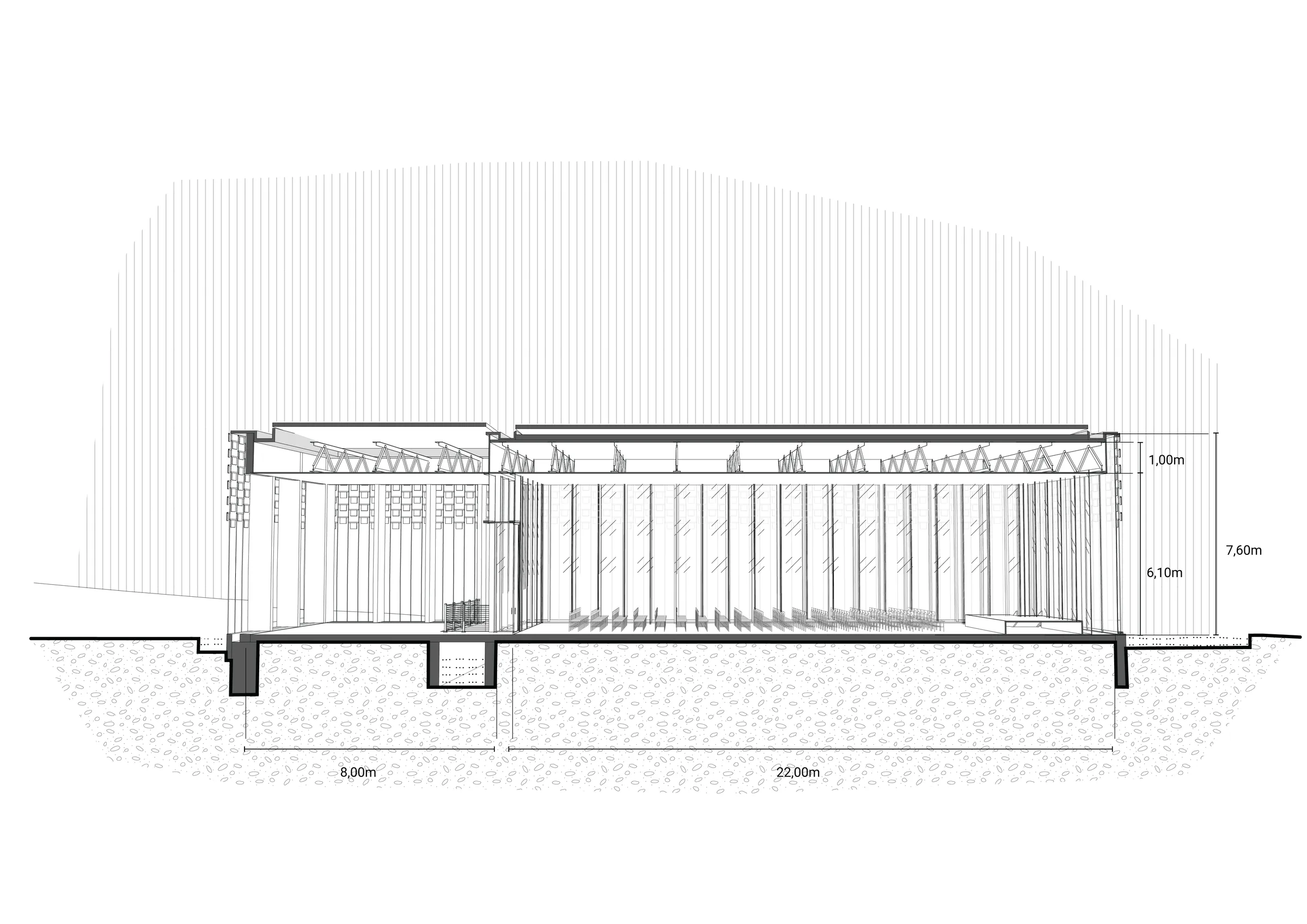 Longitudinal perspective section, option A