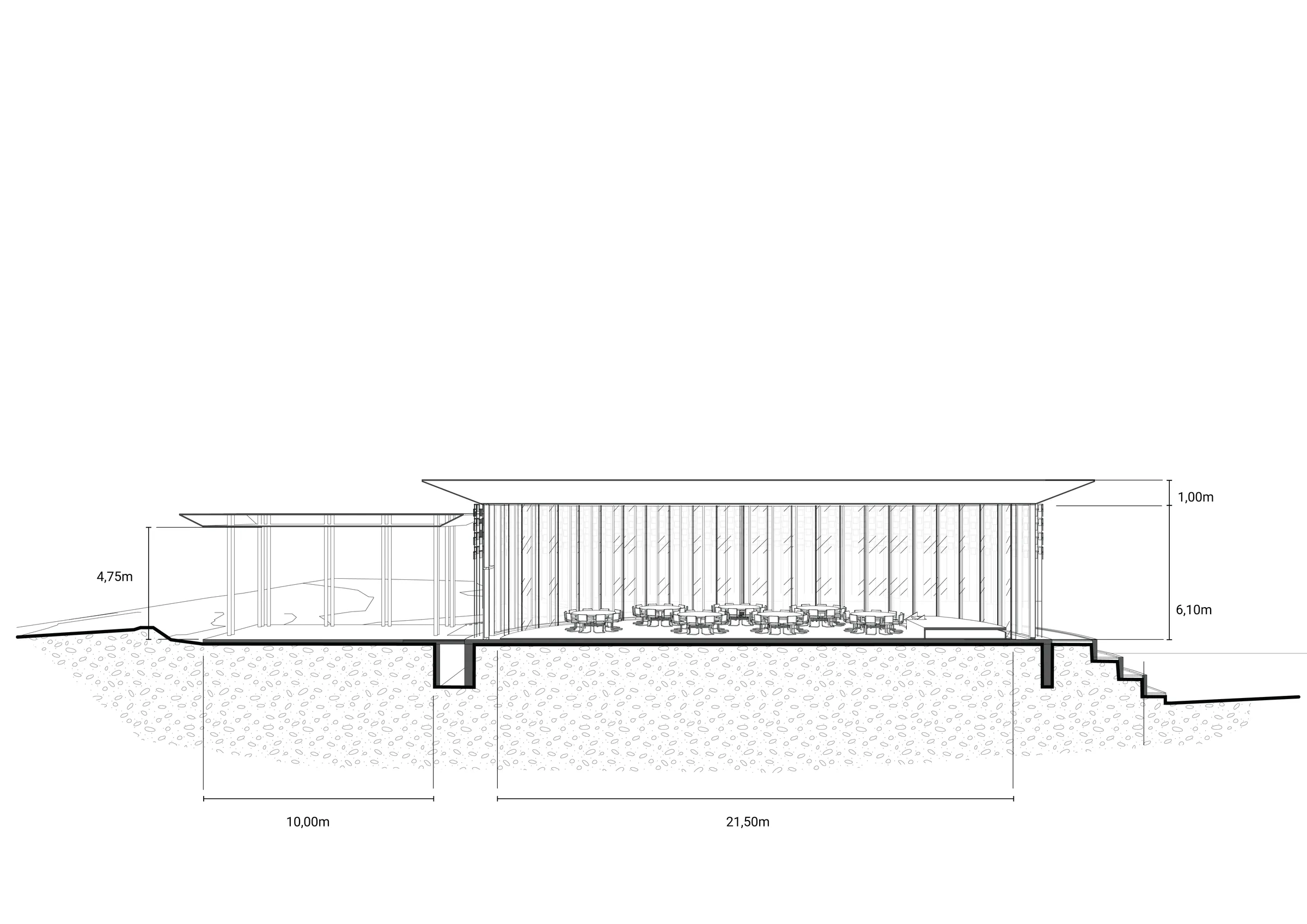 Longitudinal perspective section, option B